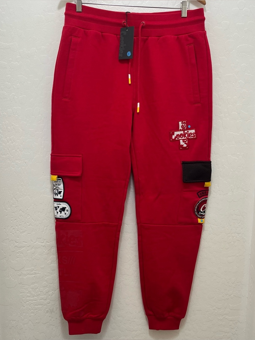 Cookies Men’s Mile High Cargo Sweatpants in Red Size L NWT